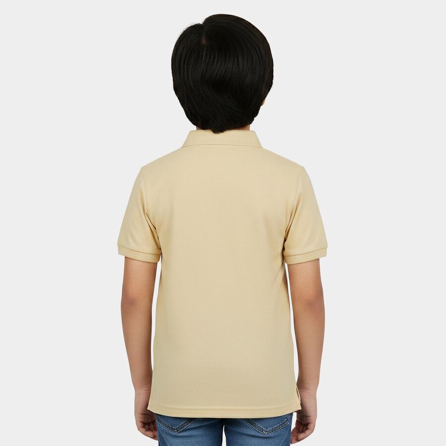 Boys Beige Polo Neck Polo Boys T-Shirt, गहरा पीला, large