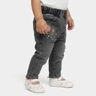 Infants' Light Grey Regular Fit Floral Embroidered Jeans, Light Grey, small
