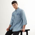 Men's Light Blue Cotton Classic Casual Shirt, Light Blue, small image number null