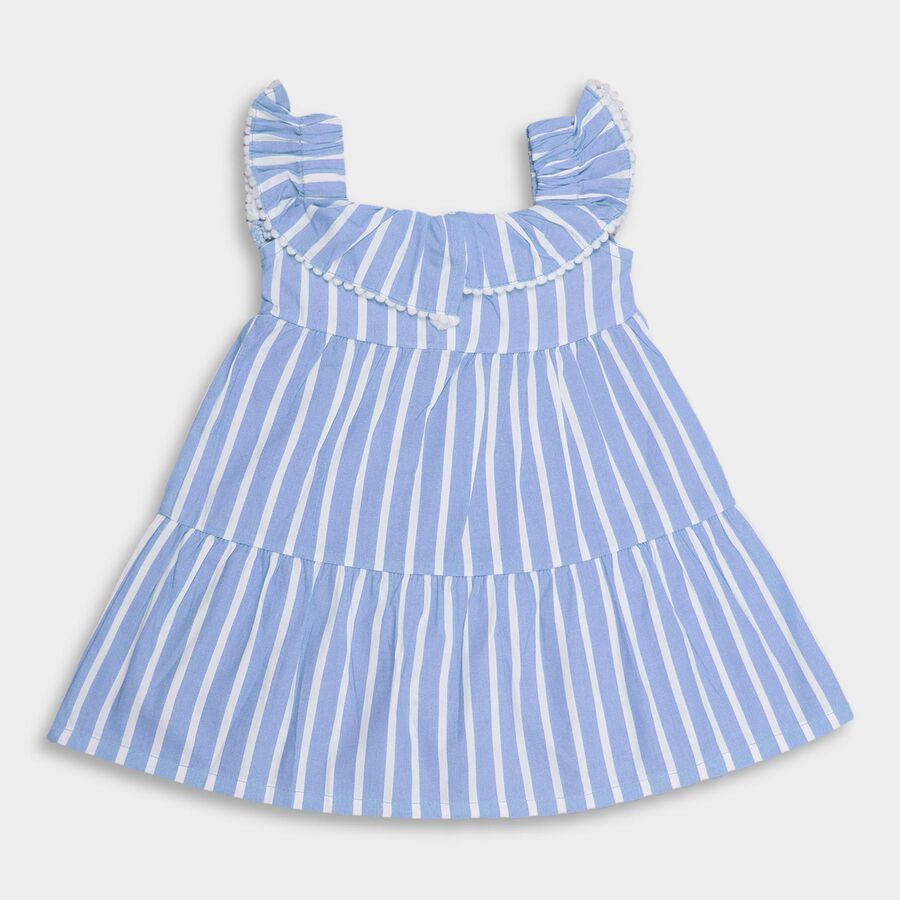 Infant Girls' 100% Cotton Frock , हल्का नीला, large