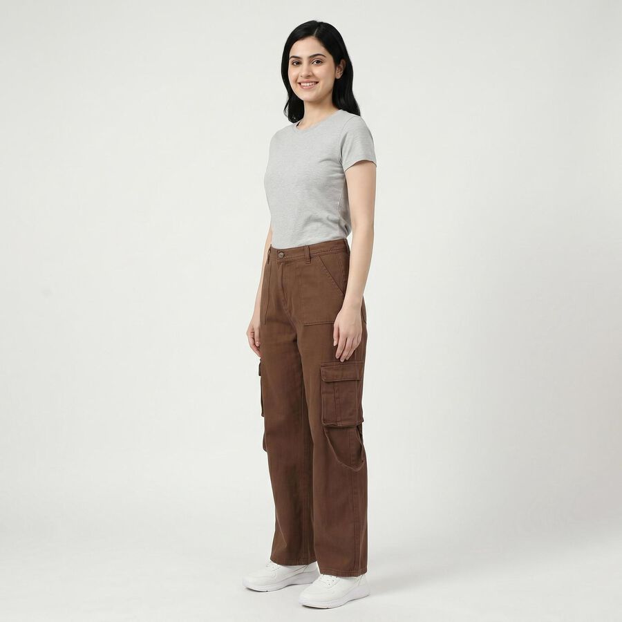Women's Brown Regular Fit Cotton Jeans, Brown, large