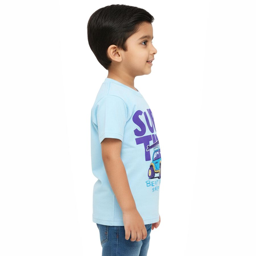 Boys' 100% Cotton Half Sleeves T-Shirt, Light Blue, large image number null