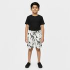 Boys' Off White Regular Fit Graphic Printed Bermuda Shorts, Off White, small