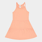 Girls Cotton Solid Frock, Peach, small image number null