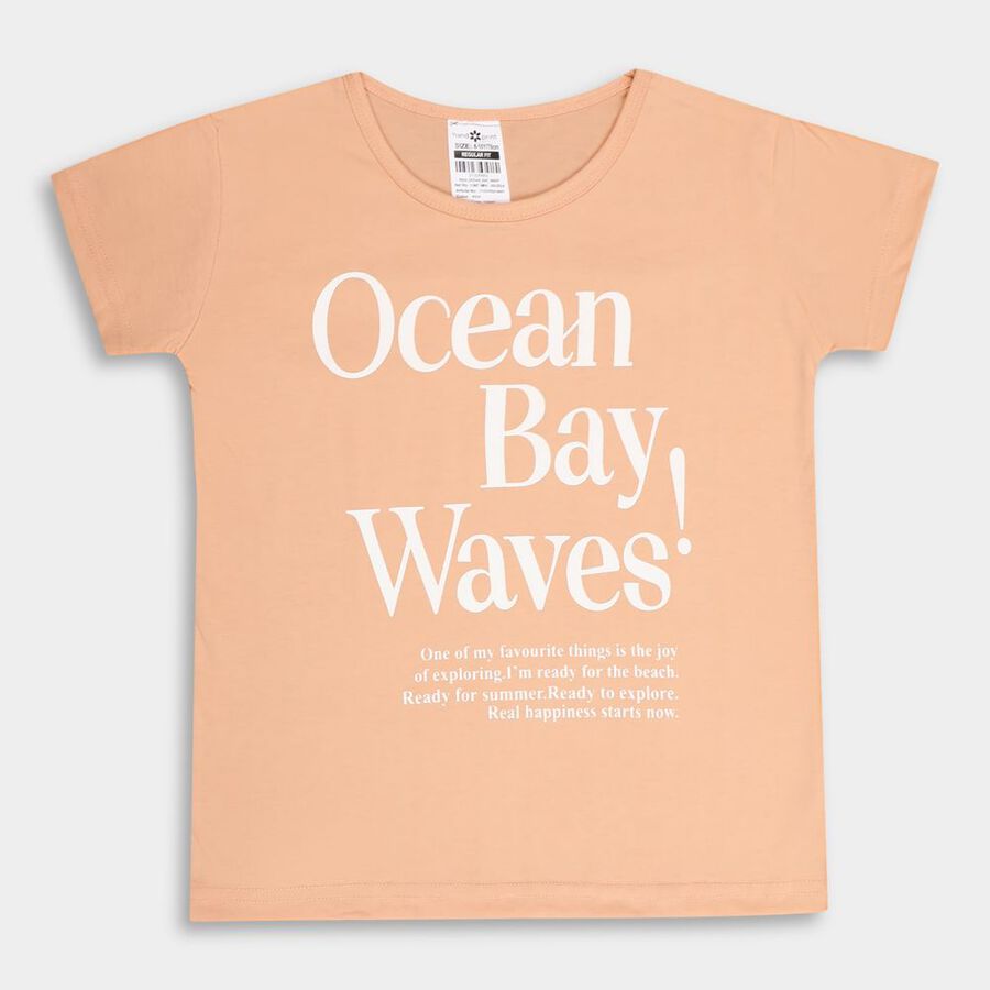 Girls' T-Shirt, पीच, large image number null