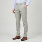 Men's Beige Slim Fit Flat-Front Casual Trousers, Beige, small
