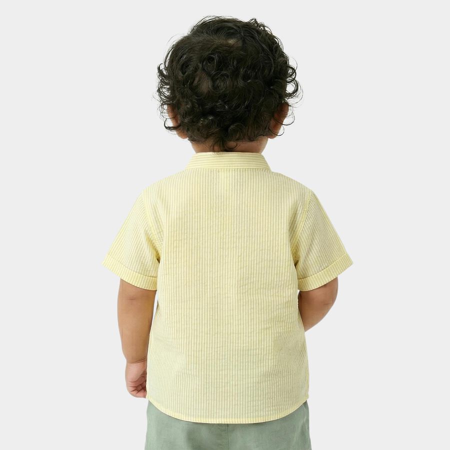 Infants Yellow Cotton Casual Shirt, Yellow, large