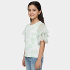 Girls Mint Green Round Neck Casual T-Shirt, Light Green, small