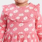 Infants' Pink Floral Printed Fit and Flare Frock, गुलाबी, small
