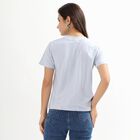 Women's Light Powder Blue Cotton Round Neck Casual T-Shirt, Light Blue, small image number null