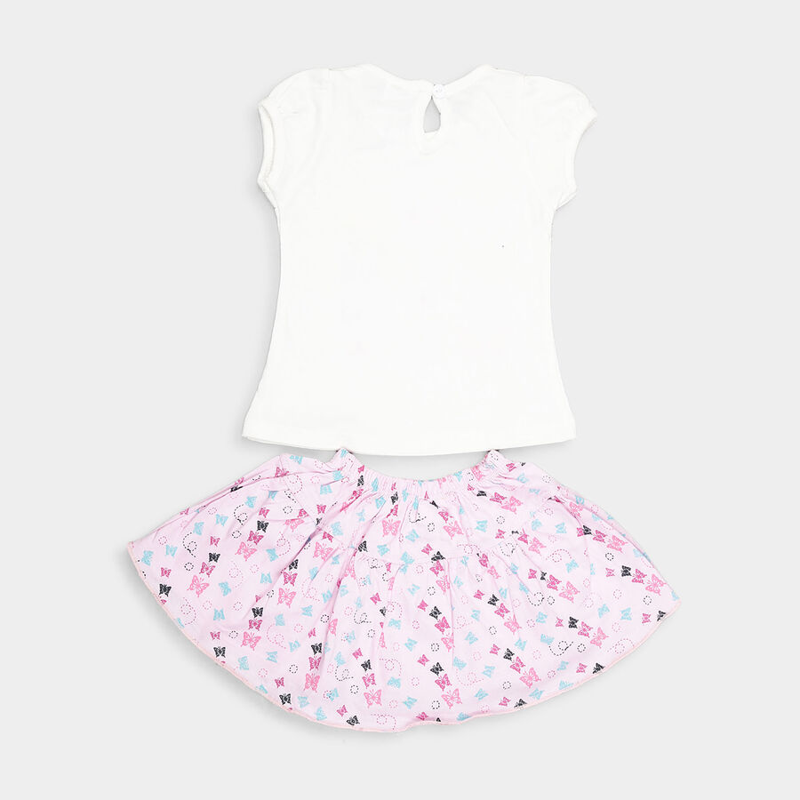 Infants Cotton Skirt Top Set, White, large image number null