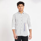 Cotton Stripes Casual Shirt, White, small image number null
