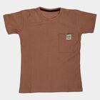 Boys' Brown Round Neck Graphic Printed T-Shirt, Brown, small