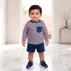 Infants Navy Blue Cotton Round Neck Regular T-Shirt, नेवी ब्लू, small