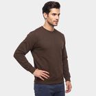 Men's Brown Crew Neck Pullover Sweatshirt, Brown, small