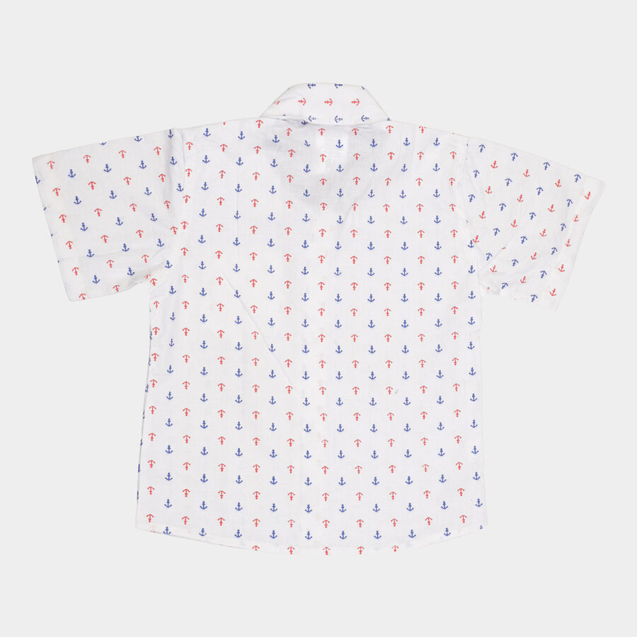 Infants Cotton Printed Shirt, White, large image number null