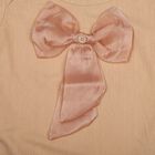 Girls Peach Round Neck Regular T-Shirt, पीच, small