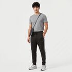 Men's Black Jogger Fit Side-Striped Track Pants, Black, small