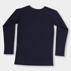 Boys' Deep Midnight Navy Blue Round Neck Casual T-Shirt, Navy Blue, small image number null