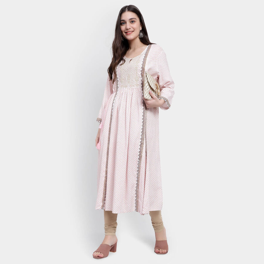 3/4th Sleeves Flared Kurta, गहरा पीला, large image number null