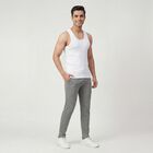 Men's White Cotton Round Neck Sleeveless Vest, White, small