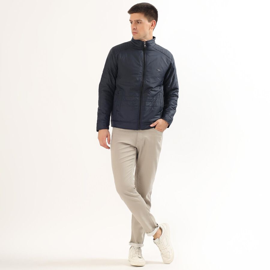 Men's Deep Midnight Navy High Neck Casual Jacket, Navy Blue, large image number null