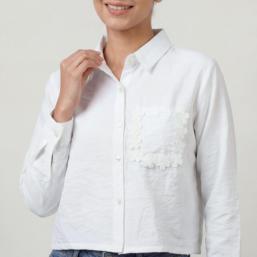 Women's White Classic Collar Classic Shirt, White, large