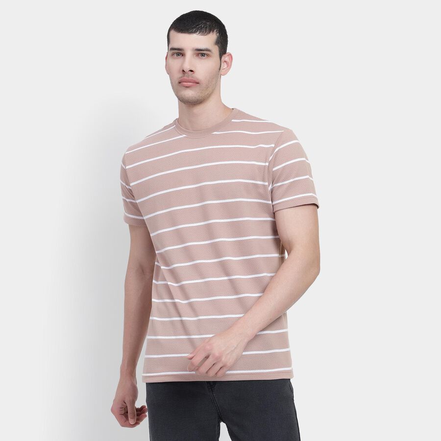 Men's Round Neck Half Sleeves T-Shirt , Light Pink, large image number null