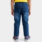Boys' Navy Blue Straight Fit Washed Jeans, गहरा नीला, small