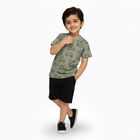 Boys' Olive Cotton Round Neck Vehicle Print Baba Suit, Olive, small image number null