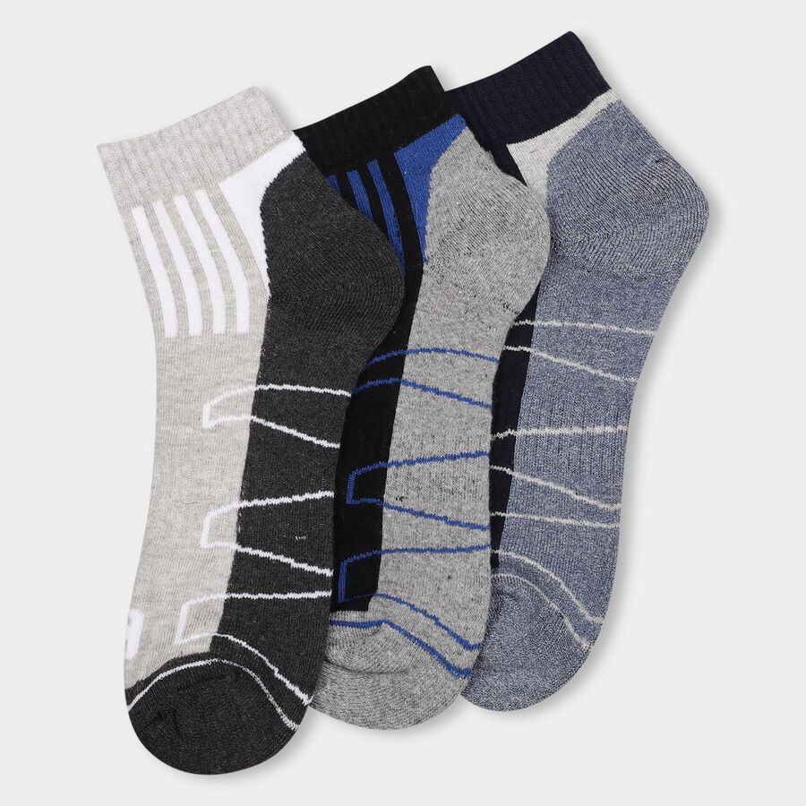 Men's Dark Navy Blue And Gray Ankle Sports Socks, Navy Blue, large
