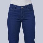 Women's Blue Skinny Fit High Rise Jeans, गहरा नीला, small