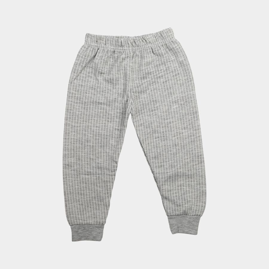 Boys Grey Striped Long Johns Thermal, Melange Light Grey, large