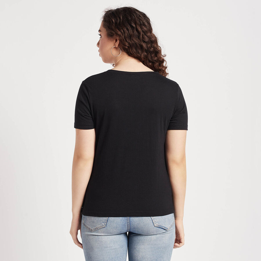 Round Neck T-Shirt, Black, large image number null