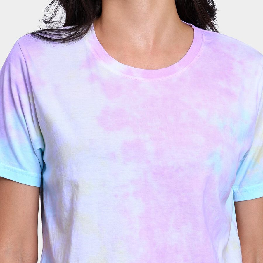 Ladies' 100% Cotton Round Neck T-Shirt , नीला, large image number null