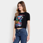 Cotton Round Neck T-Shirt, Black, small image number null