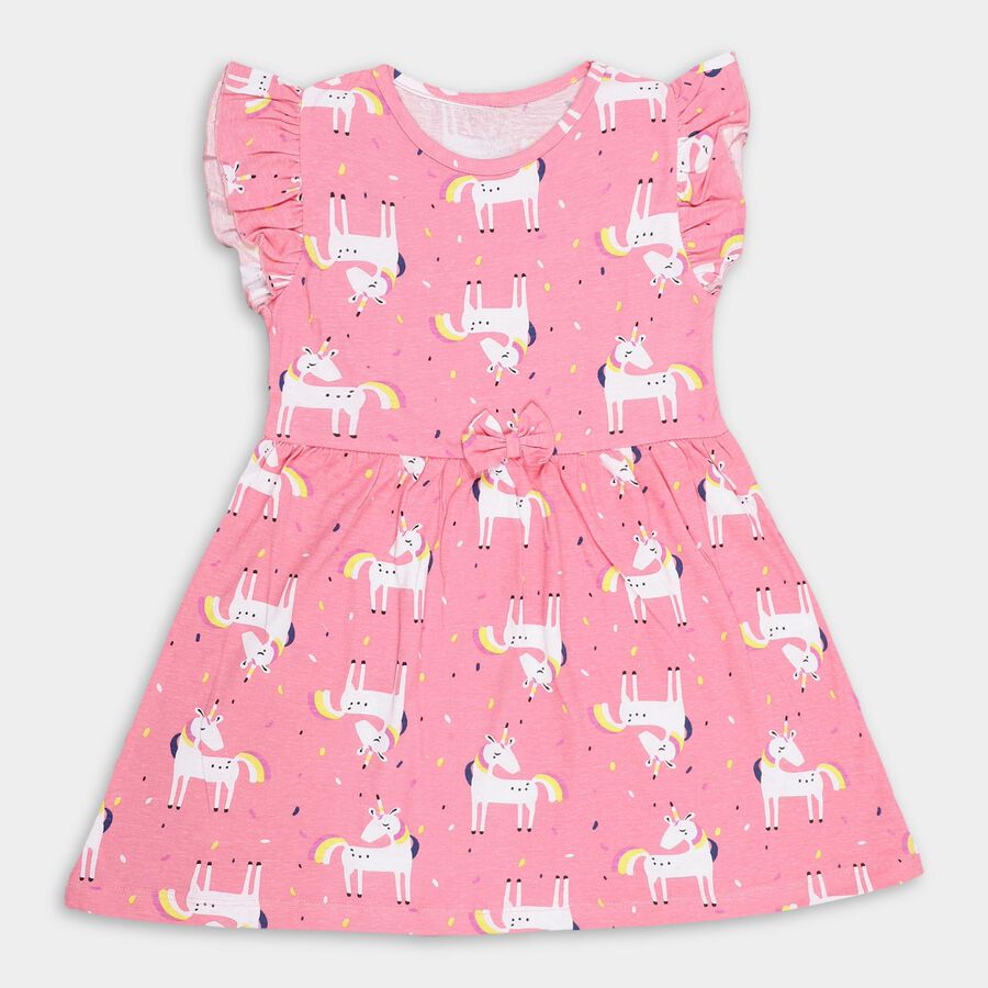 Girl's Bright Red Round Neck Printed T-Shirt, Pink, large image number null