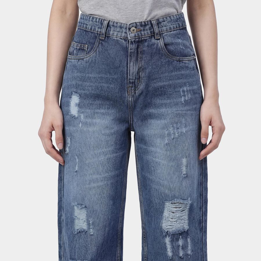 Women's Blue Slim Fit Classic Jeans, Mid Blue, large