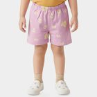 Girls' Lilac Floral Elastic Waist Shorts, Lilac, small