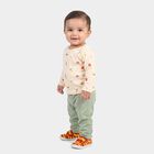 Infants' Light Green Cotton Round Neck Printed Baba Suit, Light Green, small