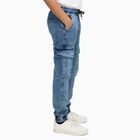 Boys' Stonewashed Blue Cargo Fit Jogger Jeans, हल्का नीला, small image number null
