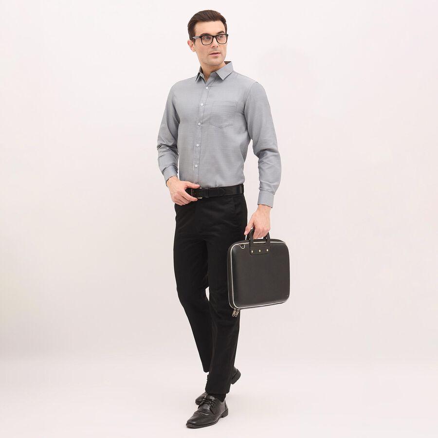 Men's Deep Grey Regular Collar Formal Shirt, Dark Grey, large image number null