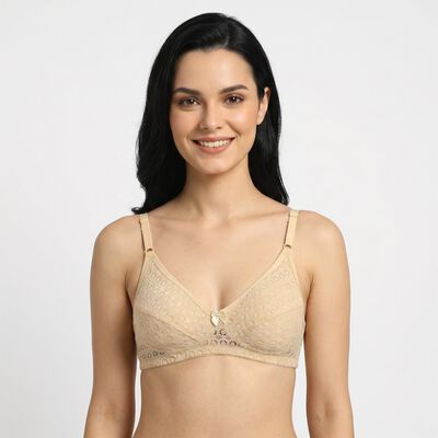 Women's Beige V-Neck Bralette Bra