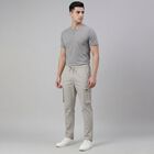 Men's Silver Slim Fit Casual Trousers, Silver, small