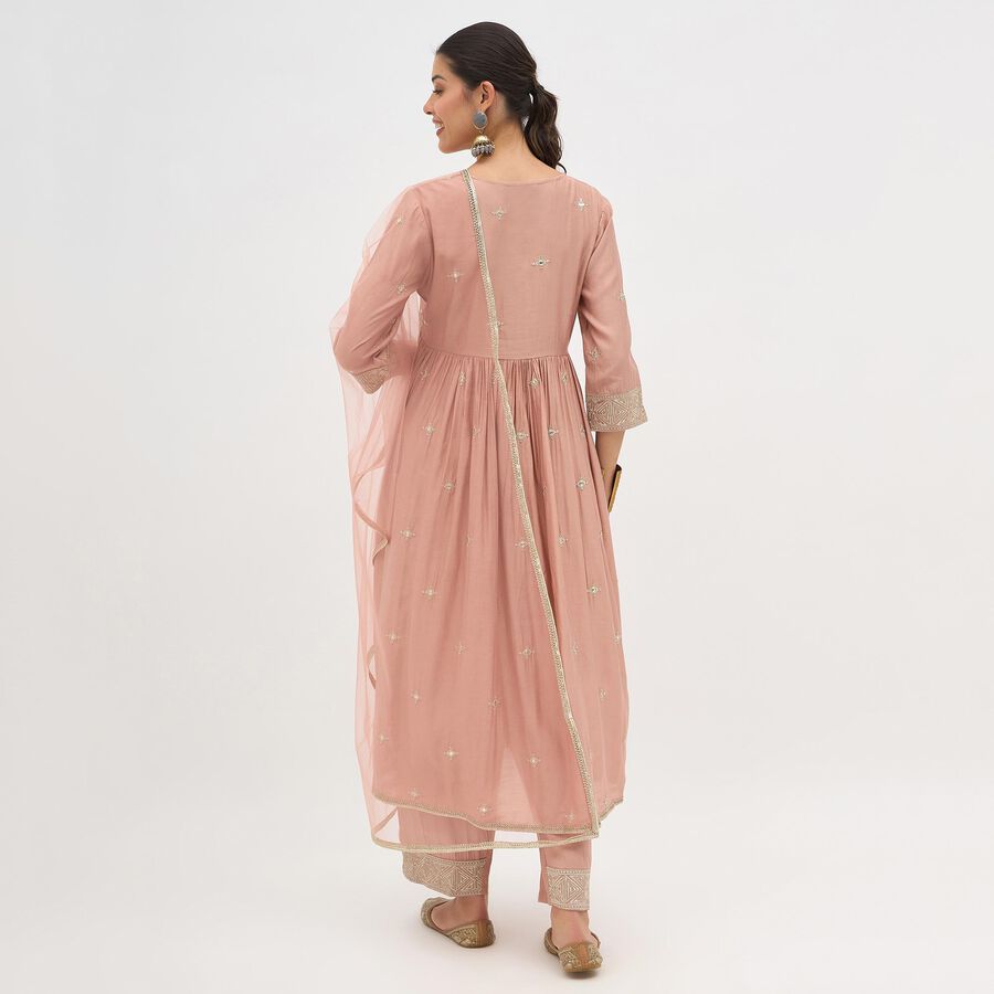 Women's Light Pink Embroidered Ethnic Set, हल्का गुलाबी, large image number null