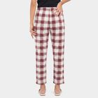 Women's Wine Straight Fit Checked Cotton Pyjama, Wine, small