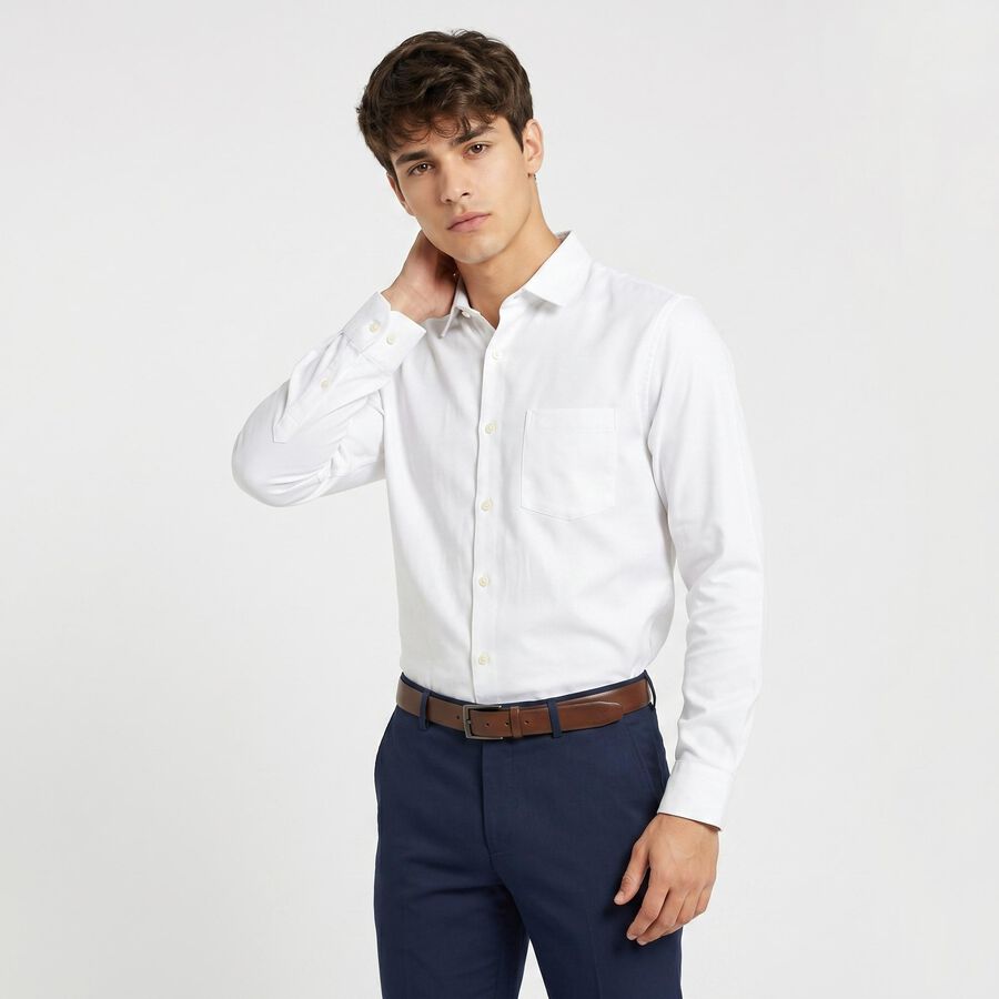 Men's White Classic Formal Shirt, White, large