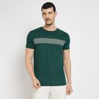 Men's Round Neck Half Sleeves T-Shirt , Dark Green, small