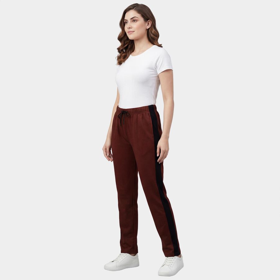 Women's Wine Regular Fit Graphic Print Track Pants, Wine, large