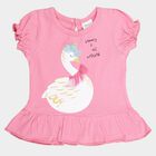 Infants Cotton Round Neck T-Shirt, Pink, small image number null